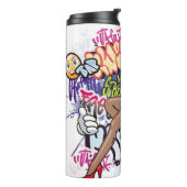 Graffiti afbeelding met straatgraffiti letters thermosbeker (Gedraaid links)