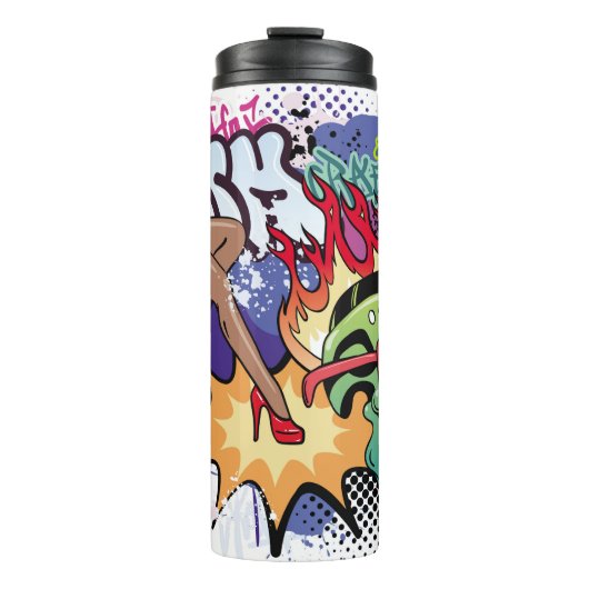 Graffiti afbeelding met straatgraffiti letters thermosbeker (Voorkant)