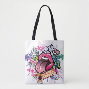Graffiti afbeelding met straatgraffiti letters tote bag
