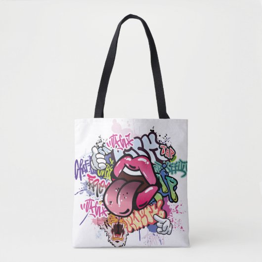 Graffiti afbeelding met straatgraffiti letters tote bag (Voorkant)