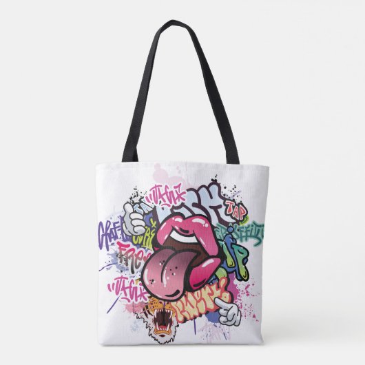 Graffiti afbeelding met straatgraffiti letters tote bag (Achterkant)