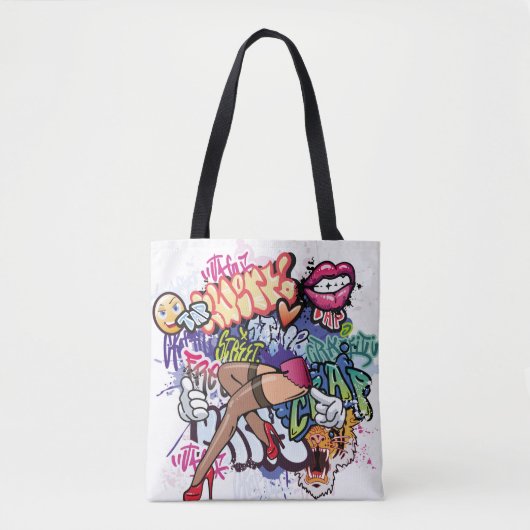 Graffiti afbeelding met straatgraffiti letters tote bag (Voorkant)