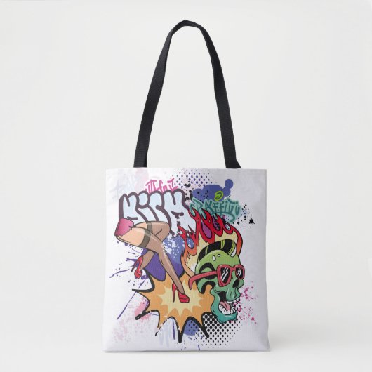 Graffiti afbeelding met straatgraffiti letters tote bag (Voorkant)