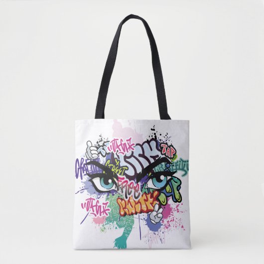 Graffiti afbeelding met straatgraffiti letters tote bag (Voorkant)