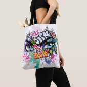 Graffiti afbeelding met straatgraffiti letters tote bag (Dichtbij)