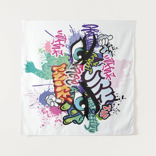 Graffiti afbeelding met straatgraffiti letters wandkleed (Voorkant (horizontaal))