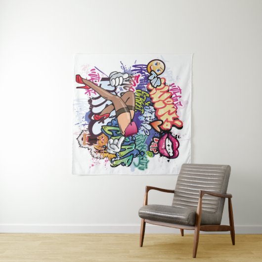 Graffiti afbeelding met straatgraffiti letters wandkleed (In Situ (horizontaal))