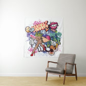 Graffiti afbeelding met straatgraffiti letters wandkleed (In situ)