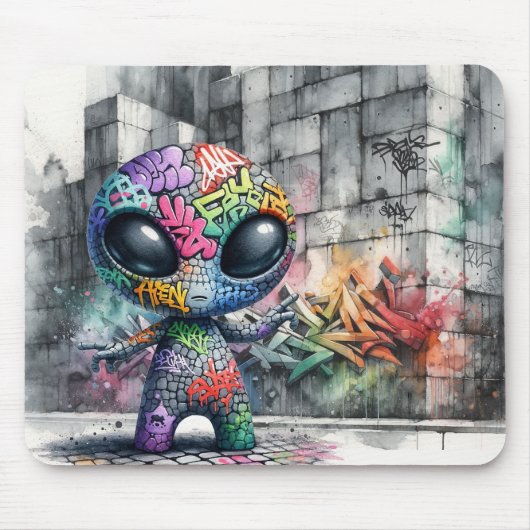 Graffiti Alien Mousepad Muismat (Voorkant)