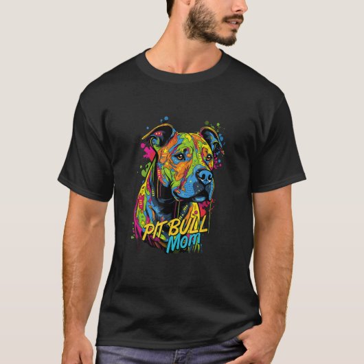 Graffiti Amerikaanse Pit Bull Terrier Moeder Muurs T-shirt (Voorkant)