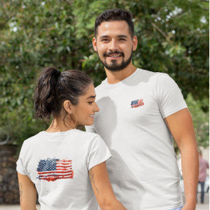 Graffiti Amerikaanse Vlag   Voor- & Achterkant Ont T-shirt