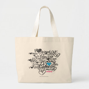 Graffiti Aqua Grote Tote Bag