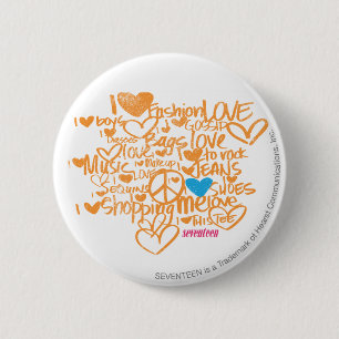 Graffiti Aqua/Sinaasappel Ronde Button 5,7 Cm