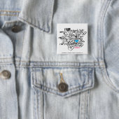 Graffiti Aqua Vierkante Button 5,1 Cm (In situ)