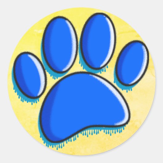 Graffiti Art Dog Paw Print Ronde Sticker (Voorkant)