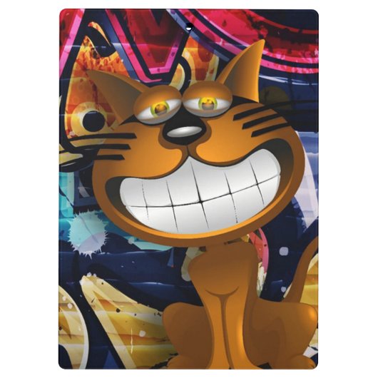 Graffiti Art glimlachende kat Klembord (Achterkant)