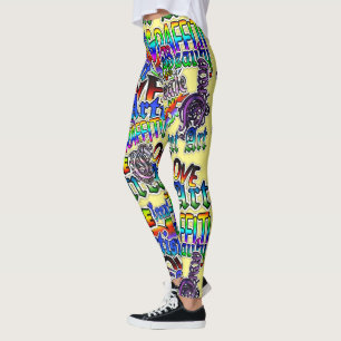 Graffiti Art Leggings, geel kleurrijk Leggings