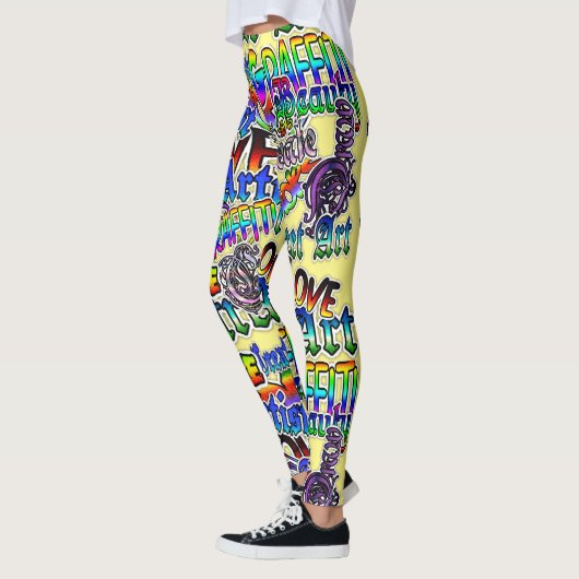 Graffiti Art Leggings, geel kleurrijk Leggings (Links)
