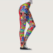 Graffiti Art Leggings, Rood Kleurrijk Leggings (Rechts)