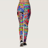 Graffiti Art Leggings, Rood Kleurrijk Leggings (Achterkant)