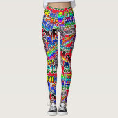 Graffiti Art Leggings, Rood Kleurrijk Leggings (Voorkant)