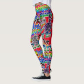Graffiti Art Leggings, Rood Kleurrijk Leggings (Links)