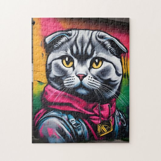 Graffiti Art of a Scottish Fold Cat Legpuzzel (Verticaal)