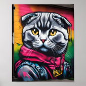 Graffiti Art of a Scottish Fold Cat Poster (Voorkant)