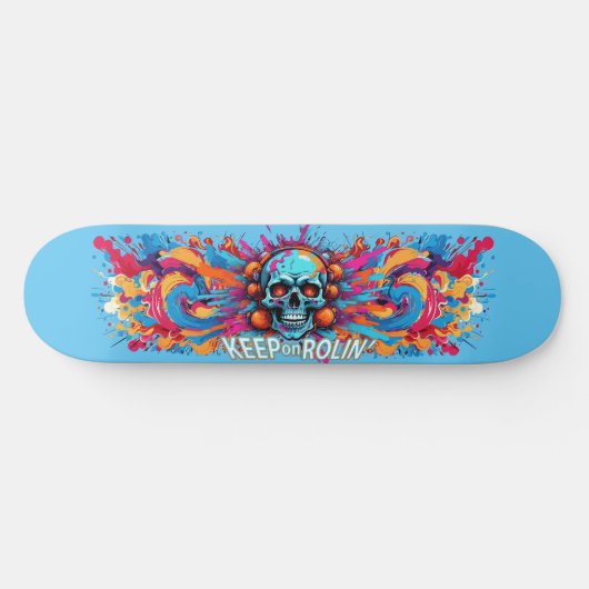 Graffiti Art Skull 6 - Keep on Rolin' Persoonlijk Skateboard (Horizontaal)