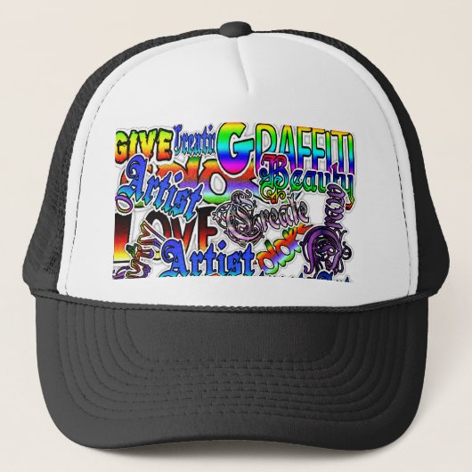 Graffiti Art Zwart-wit en kleurrijk Pet (Voorkant)