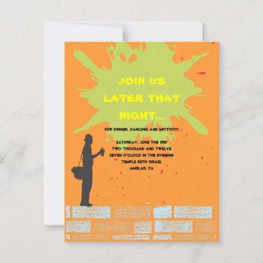 Graffiti Artist Bar Bat Mitzvah Invite Party Card Kaart (Voorkant)