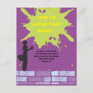 Graffiti Artist Bar Bat Mitzvah Invite Party Card Kaart
