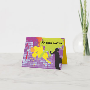 Graffiti Artist Girl Bat Mitzvah Hartelijk dank Notitiekaartje