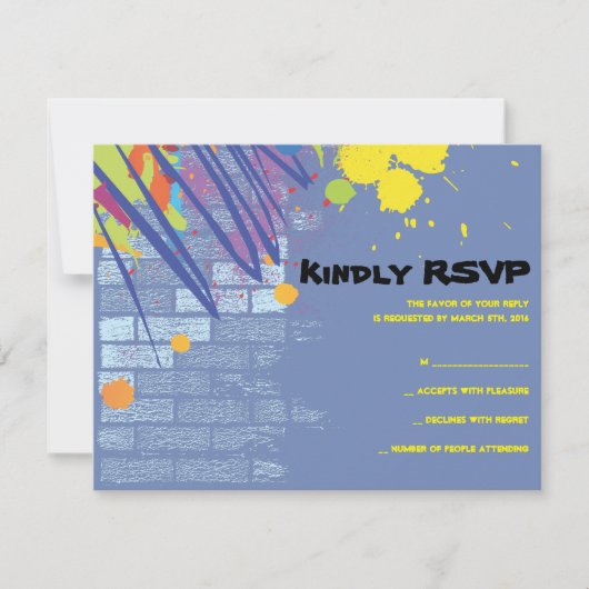 Graffiti Artist Girl Bat Mitzvah Invite Reply Card Kaart (Voorkant)