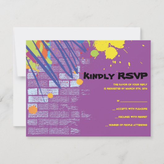 Graffiti Artist Girl Bat Mitzvah Invite Reply Card RSVP Kaartje (Voorkant)