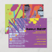 Graffiti Artist Girl Bat Mitzvah Invite Reply Card RSVP Kaartje (Voorkant / Achterkant)