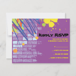 Graffiti Artist Girl Bat Mitzvah Invite Reply Card RSVP Kaartje