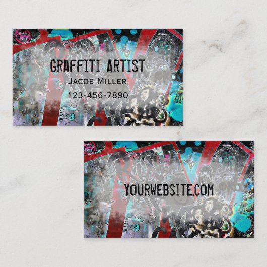 Graffiti Artist Grunge Urban Street Modern Visitekaartje (Voorkant / Achterkant)
