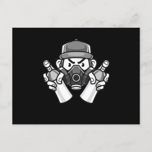 Graffiti artistiek gasmasker Stadsspuit kan schild Briefkaart
