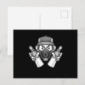 Graffiti artistiek gasmasker Stadsspuit kan schild Briefkaart (Voorkant / Achterkant)