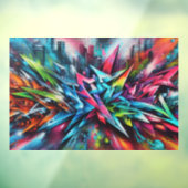 Graffiti auf Ziegelwand mit Skyline Streetart Raamsticker (Vel 3)