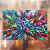 Graffiti auf Ziegelwand mit Skyline Streetart Raamsticker (Vel 2)