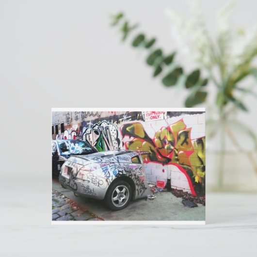 Graffiti-auto Briefkaart (Staand voorkant)