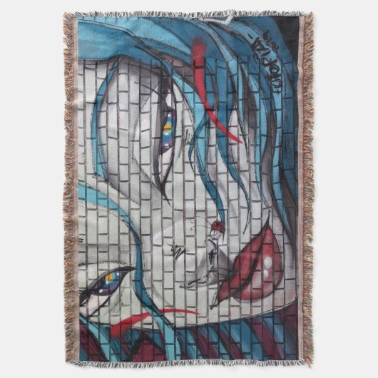 Graffiti Aziatisch meisje Deken (Voorkant Verticaal)