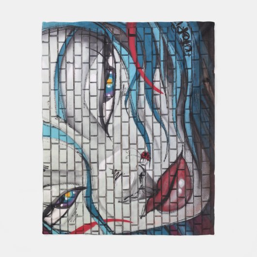 Graffiti Aziatisch meisje Fleece Deken (Voorkant)