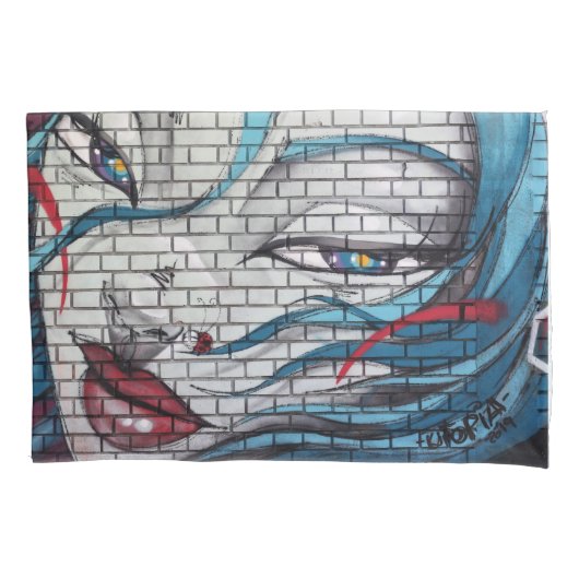 Graffiti Aziatisch meisje Kussensloop (Voorkant)