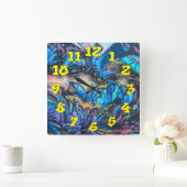 Graffiti Background w/Graffiti Numbers-02 Vierkante Klok (Huis)