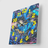 Graffiti Background w/Graffiti Numbers-02 Vierkante Klok (Hoek)