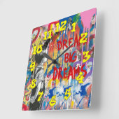 Graffiti Background w/Graffiti Numbers-11 Vierkante Klok (Hoek)