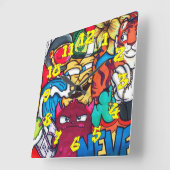 Graffiti Background w/Graffiti Numbers-14 Vierkante Klok (Hoek)